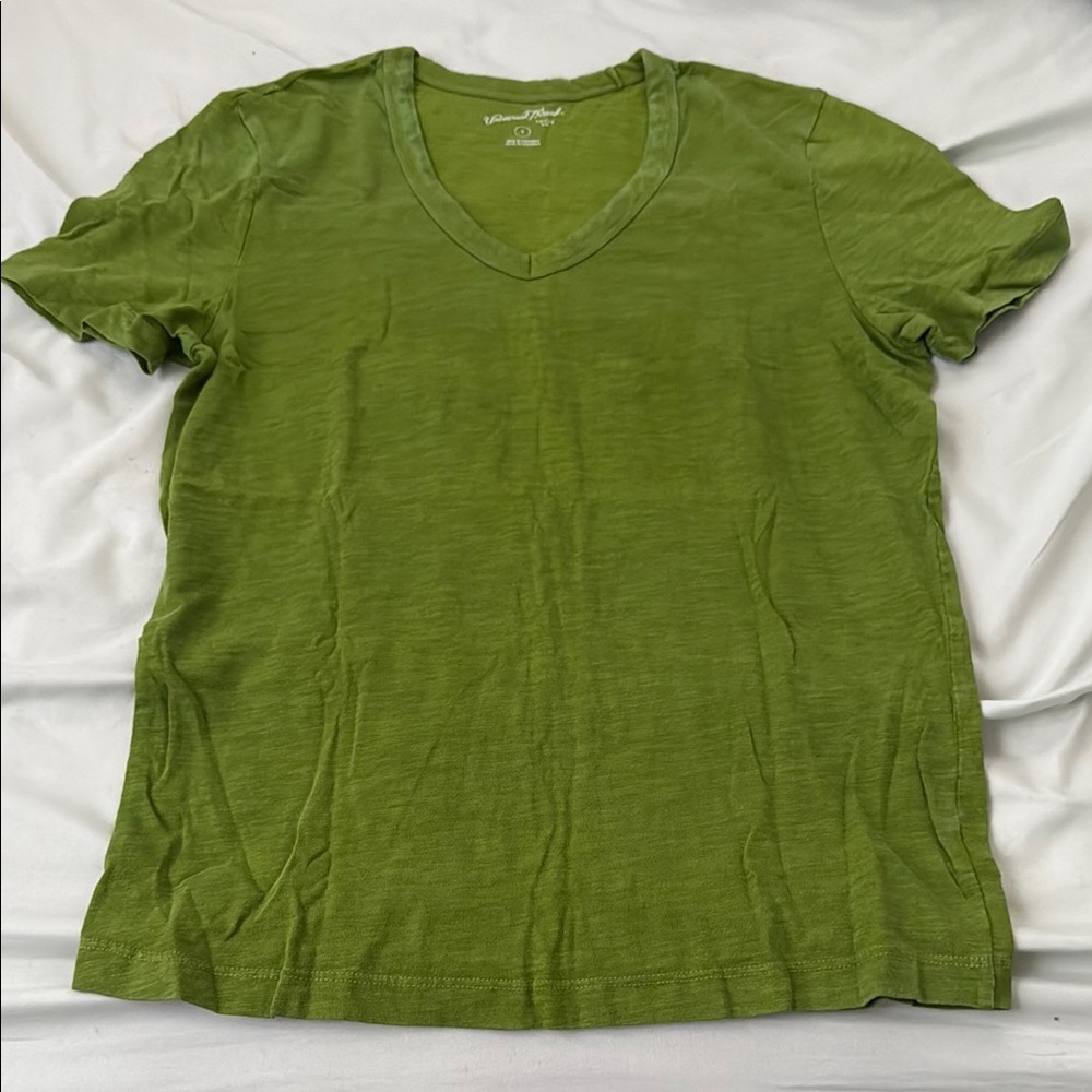 Green V-Neck Women's Top